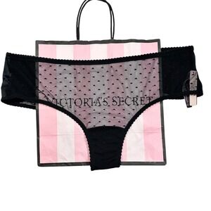 NEW VICTORIA'S SECRET Very Sexy Swiss Dot Lace Cheeky Panty Bow Strappy Back L